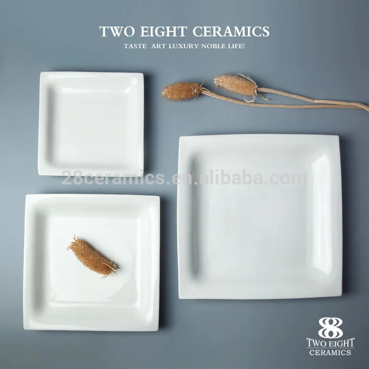 Hotel Fine personalized Chaozhou dinner blank ceramic plate dish fancy Square tray for hotel