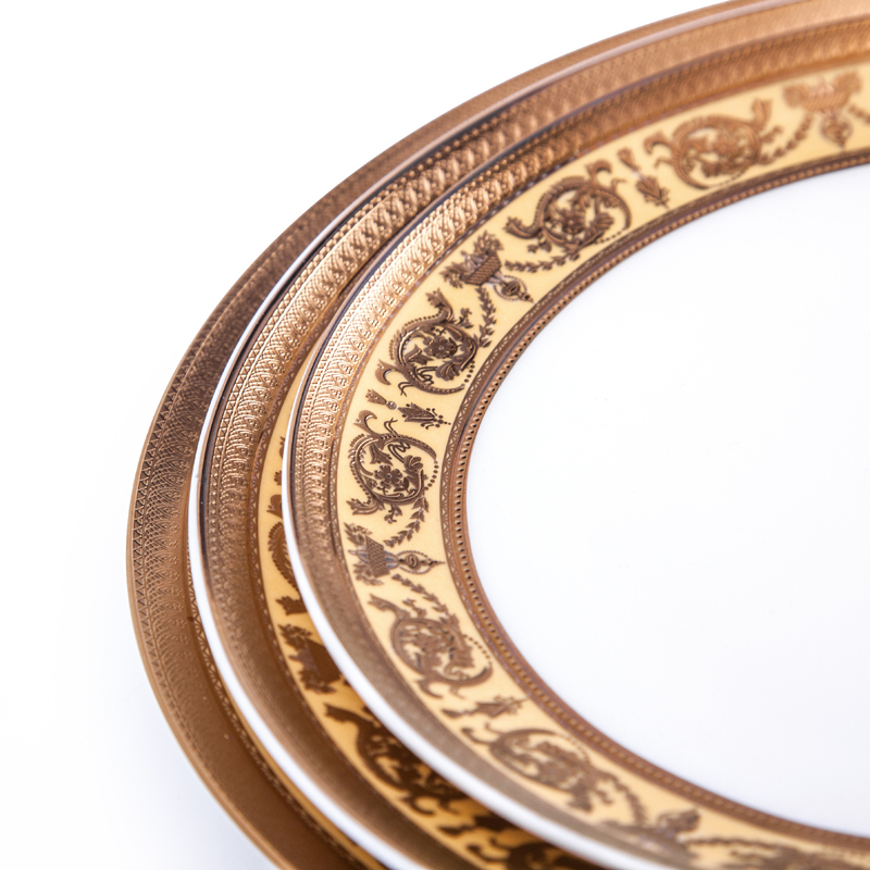 Fine Bone China luxurygold decal B&Bcoupe Plate round server