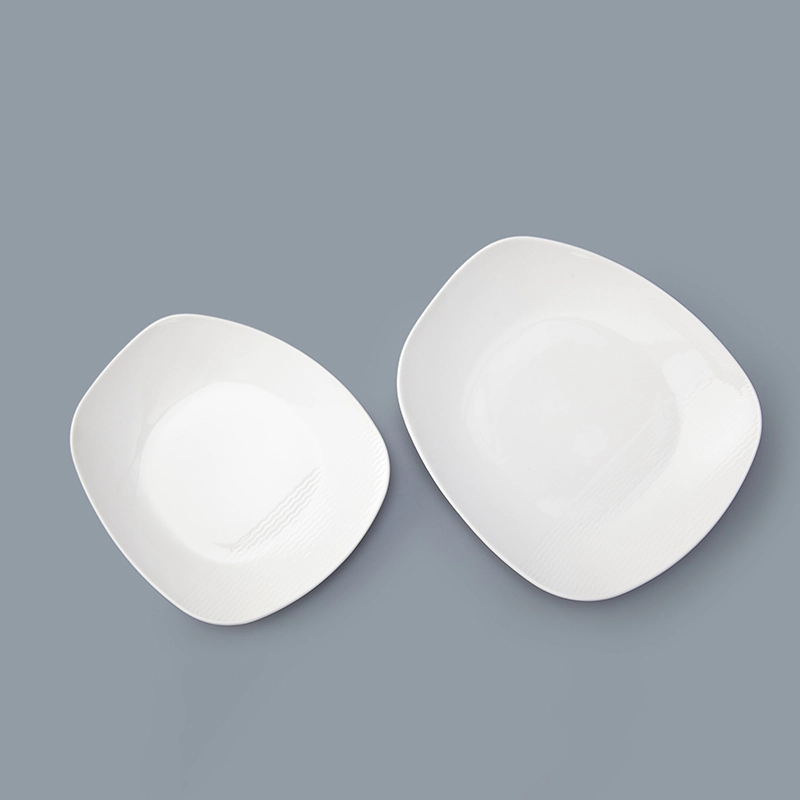 best sellingwhite western hotel ceramic irregular square plate porcelain