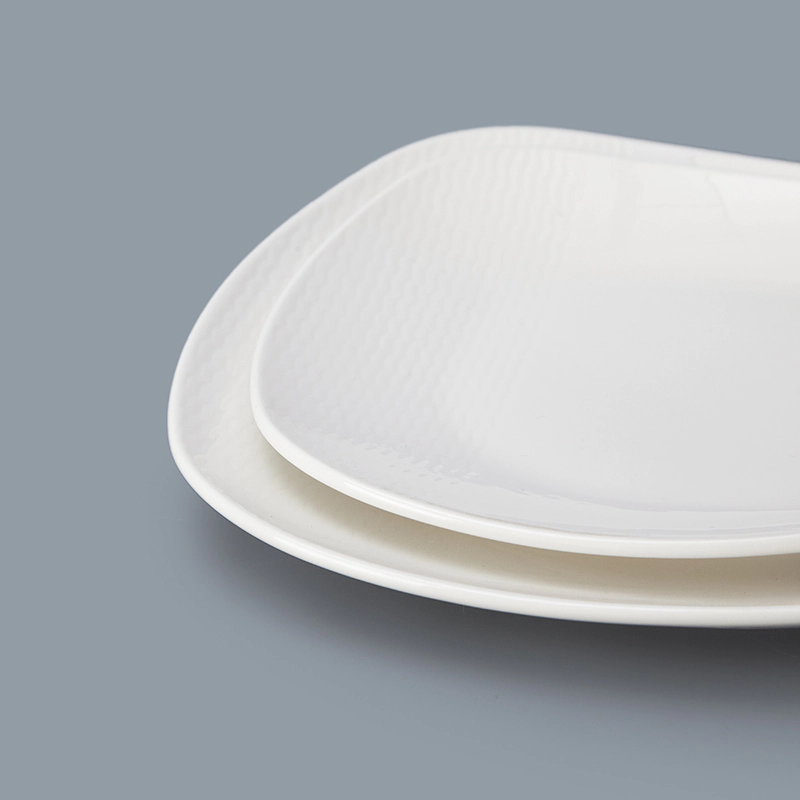 best sellingwhite western hotel ceramic irregular square plate porcelain