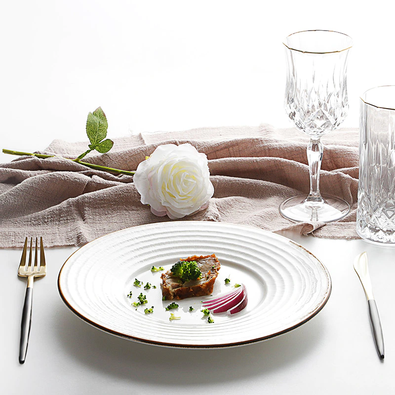 New Options White Ceramic Dinner Round Plate, Vintage Dinner Plates Bulk/
