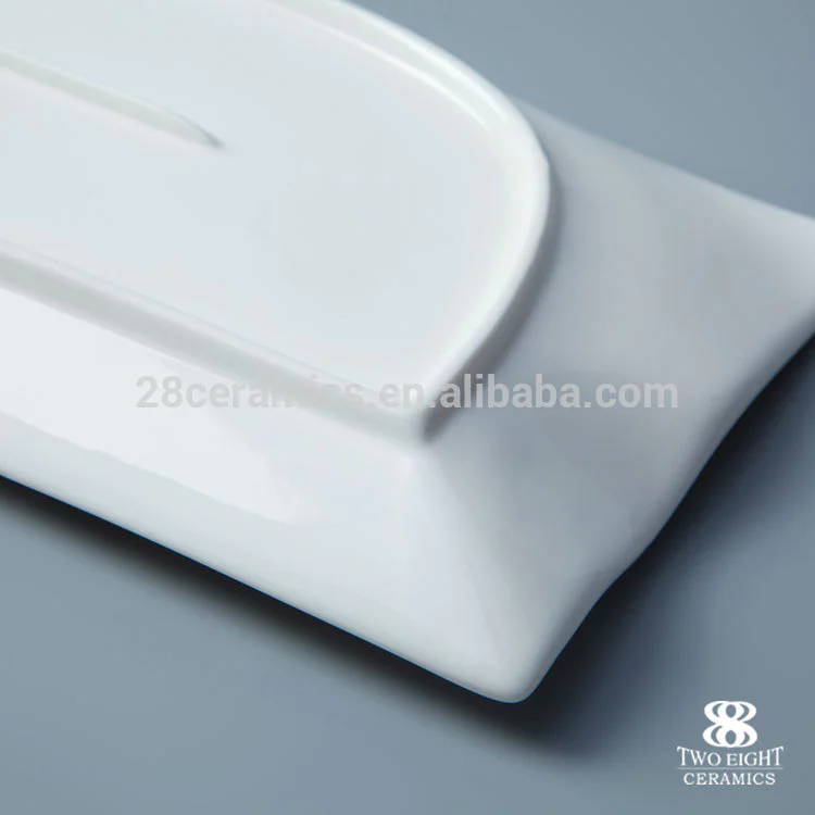 Exquisite popular design rectangle ceramic porcelain plate for hotel & restaurant