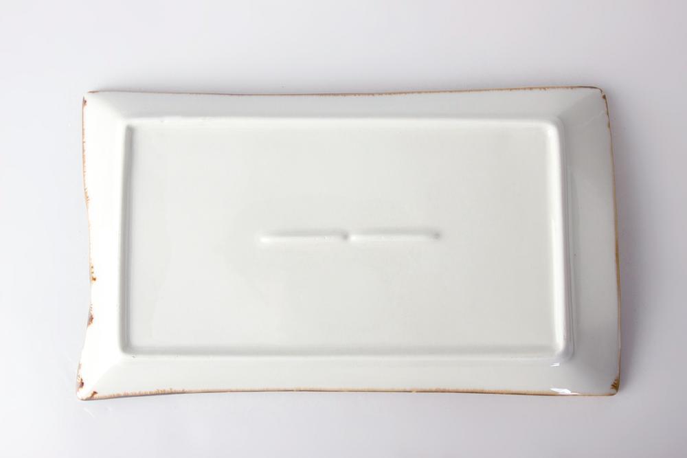 new productplain color banquet restaurant rectangle shape porcelain notched side plate