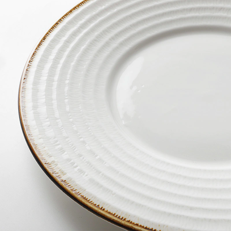 Color Glaze Resort Vajilla De Porcelana Plate Ceramic, Custom Bar Porcelain Crockery Plate, Restaurant Plate Set~