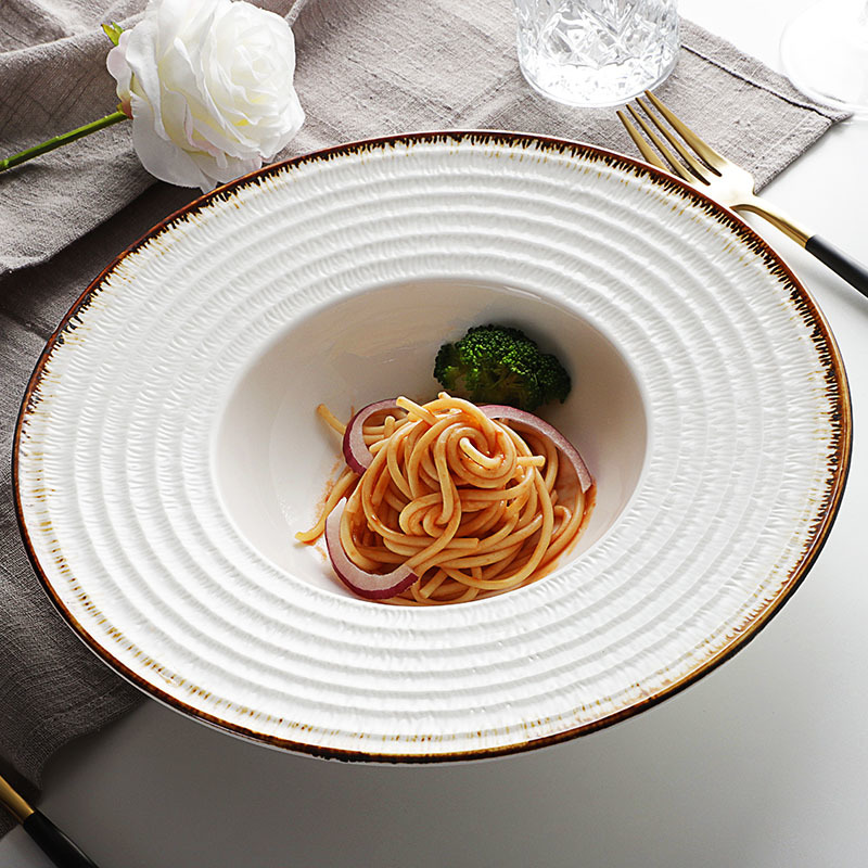 Catering Buffet Serving Set Modern Restaurant Hand Made Ceramic Dinner Plates^