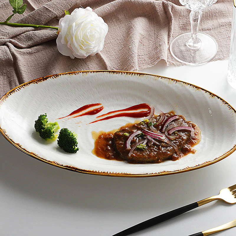 Investment In The Maldives Dishes Plates Ceramics Rectangle, Ceramic Steak Plate, Restaurant Rectangular Serving Plate