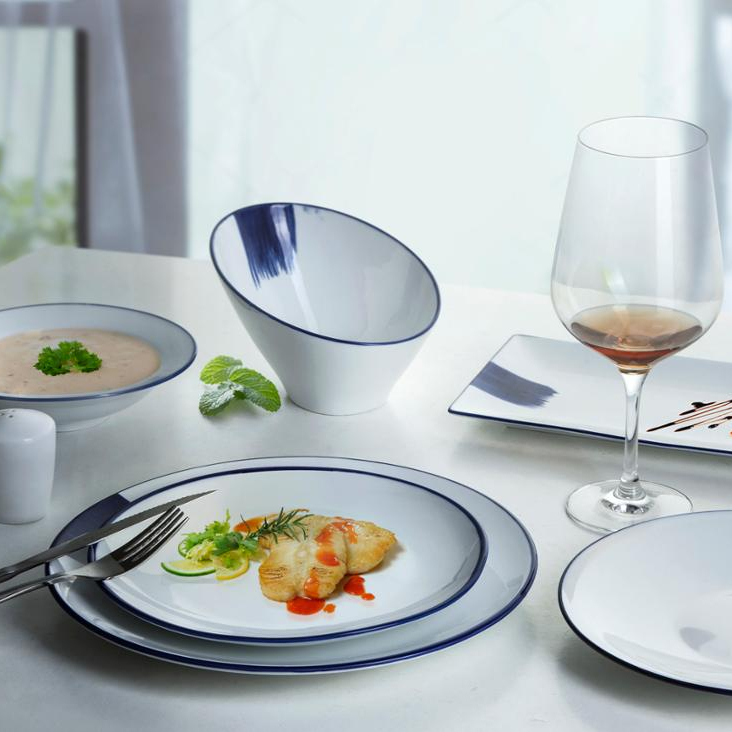 Handmade Colored Ceramic Plate High Temperature Hotel Dinnerware%