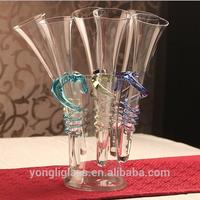 New arrival Hook beach cocktail glass colored glass of champagne 6 cups and 1pot suite for KTV bars and night games