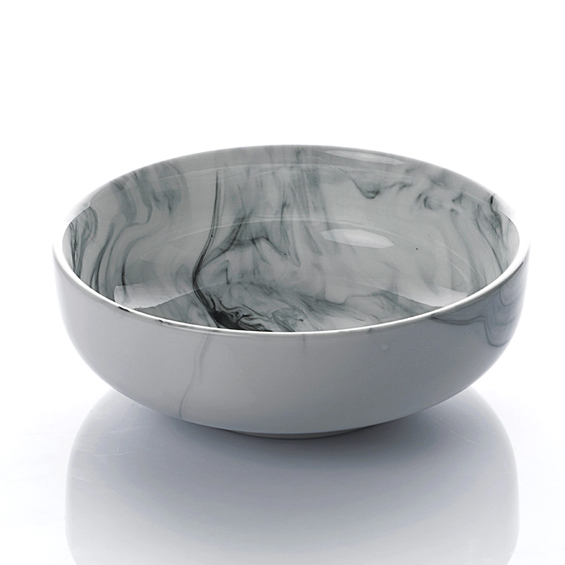 Factory Elegance White Porcelain Unique Salad Bowls, Marble Soup Bowl, Restaurant Ceramic Large Marble Bowl
