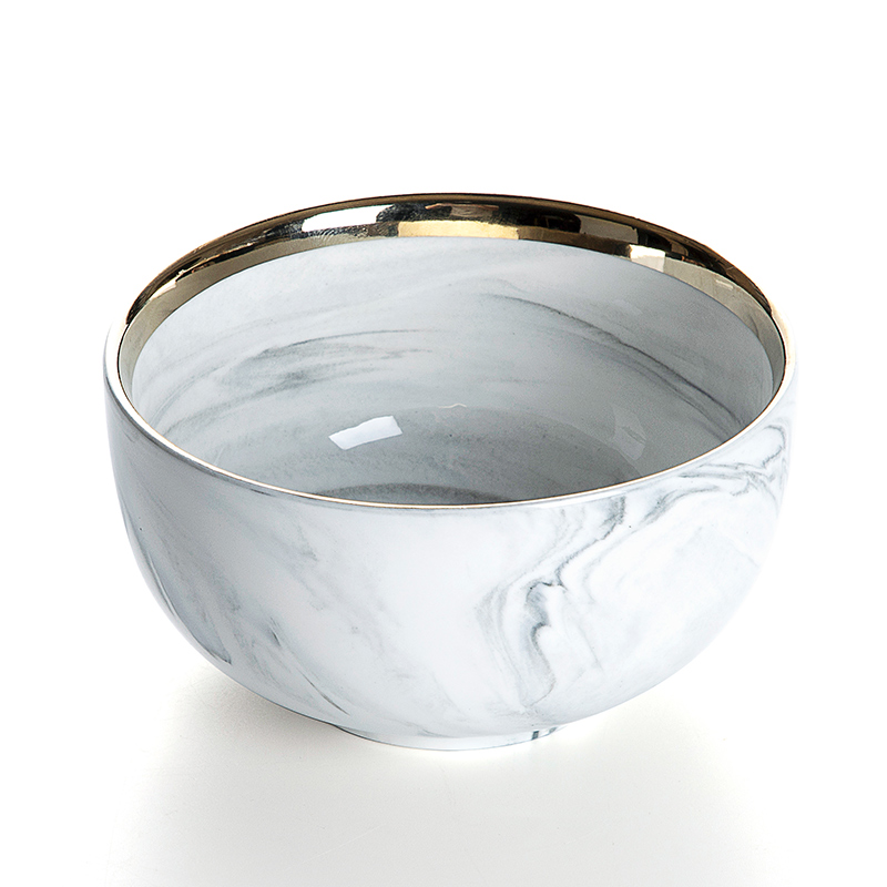 European Gold Rim Grey Tableware Marble, Best Selling Gold Rim Japanese Bowl, European Gold Rim Grey Luxury Marble~