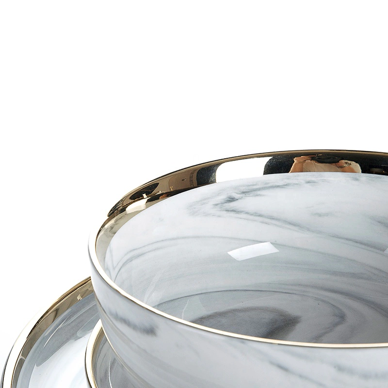 European Gold Rim Grey Tableware Marble, 2019 Trending Products Gold Rim Grey Tableware Marble, Chinese Soup Bowls#