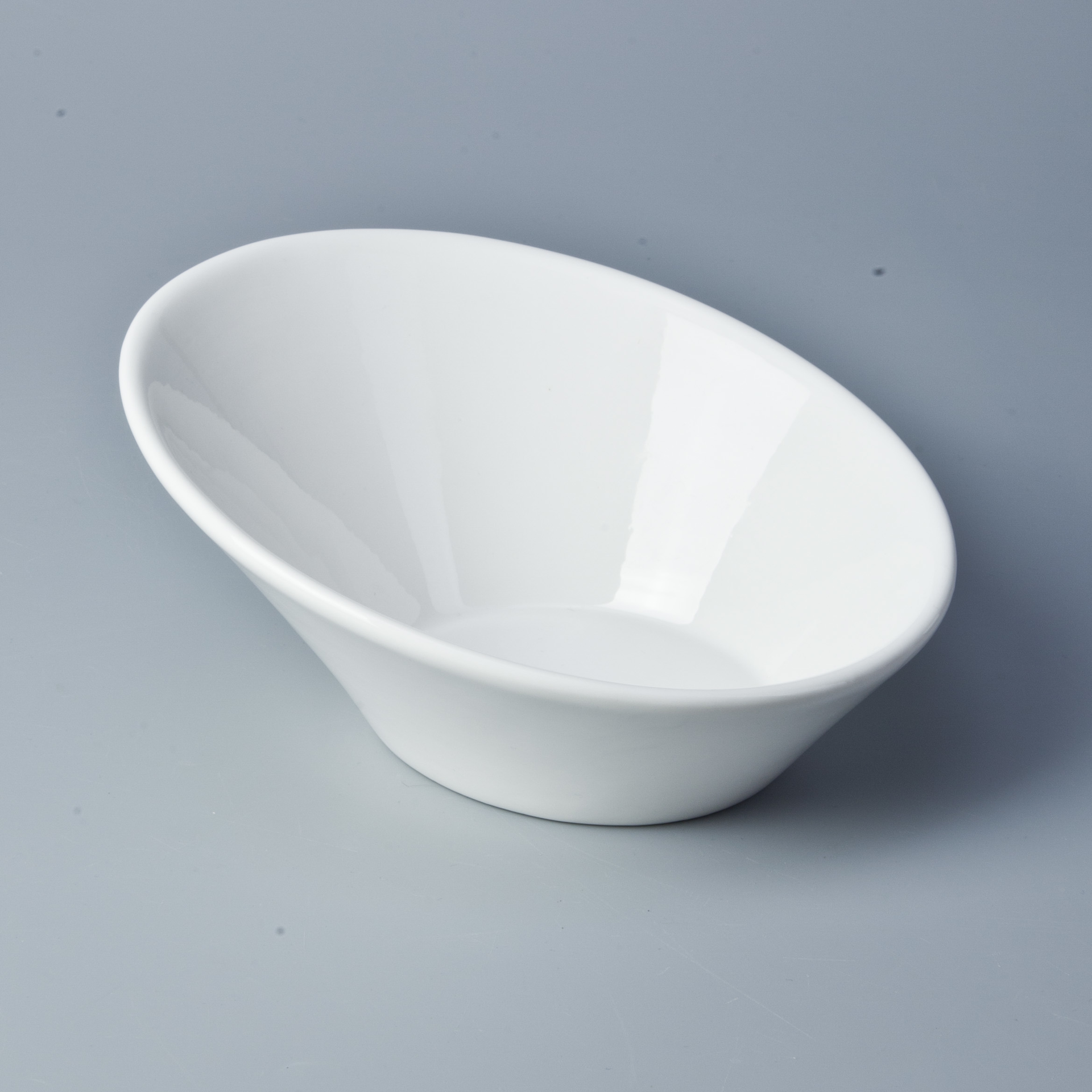 New china products for sale ceramic slanted white salad bowls