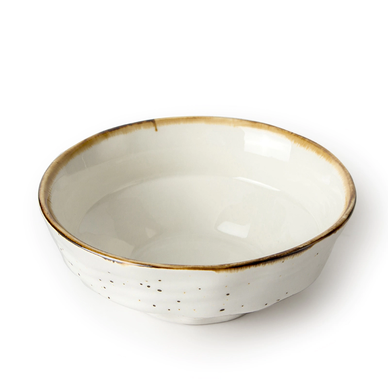 new arrival crokery horizontal stripes trapezoid salad bowl glaze restaurant ceramic bowl
