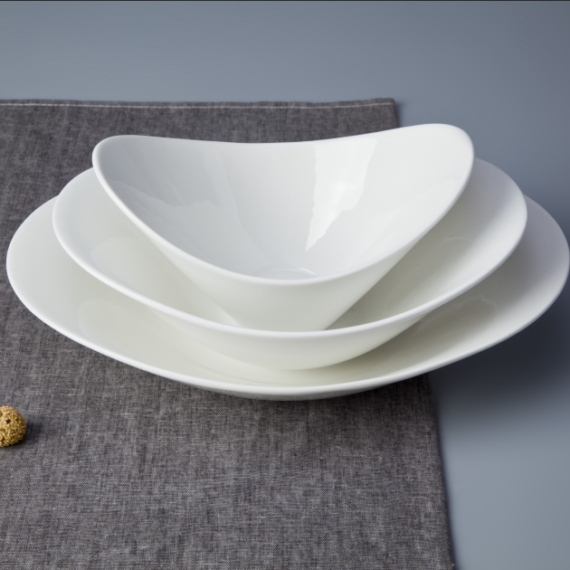 Personalized bowl set different size of unique oval salad ceramic bowl