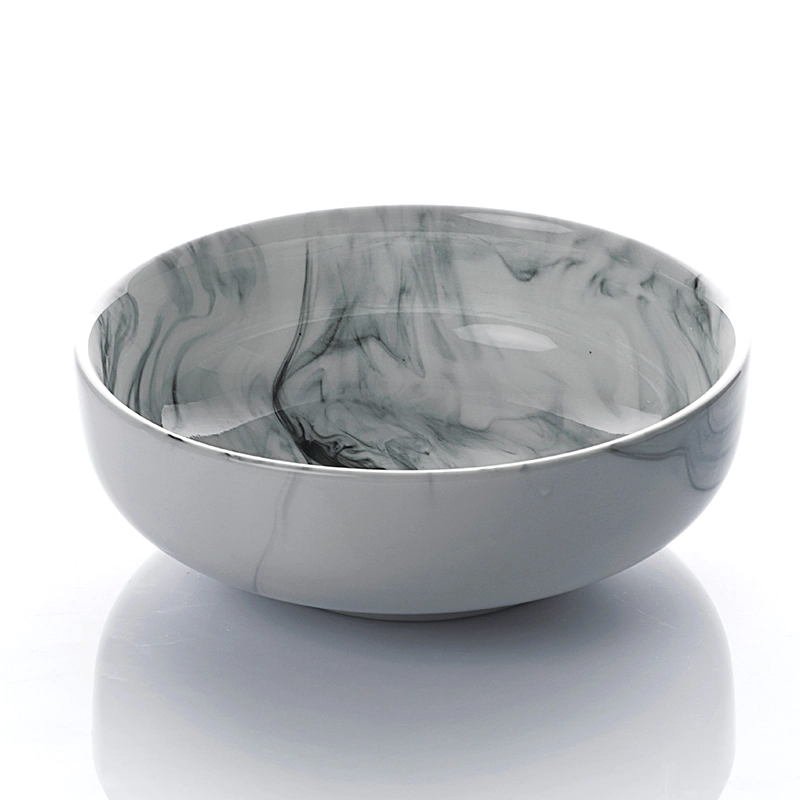 Restaurant Crockery Serving Bowls, Ceramic Salad Bowl, High Temperature Marble Salad Bowls