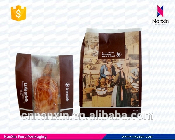 kraft paper bread packaging side gusset bag with window