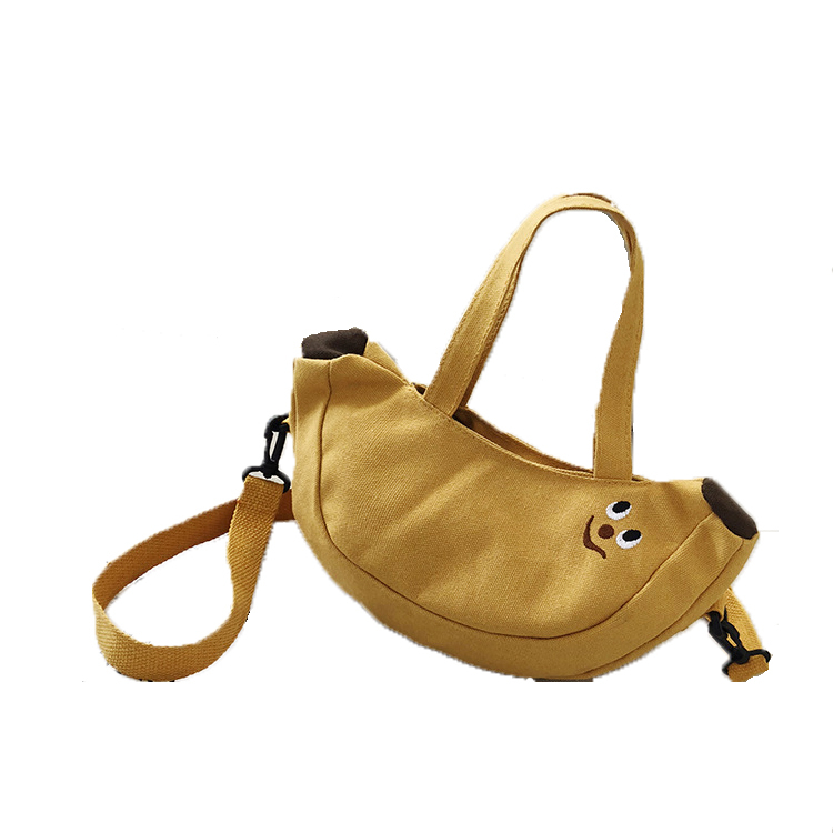 2020 New Cute Girl Mini Bag Korean Style One-Shoulder Handbag Student Sling Mobile Phone Canvas Bag Banana Apple Style Bag