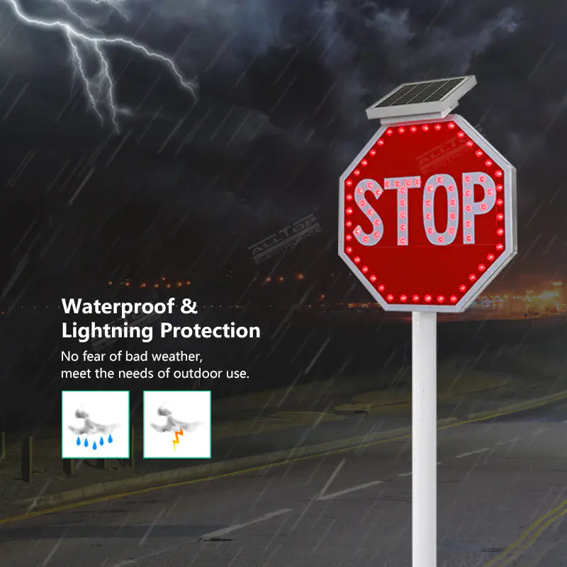 New design LED flashing round signs traffic solar powered warning sign