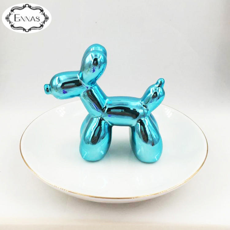 Wholesale cute puppy ceramic jewelry tray home decorations