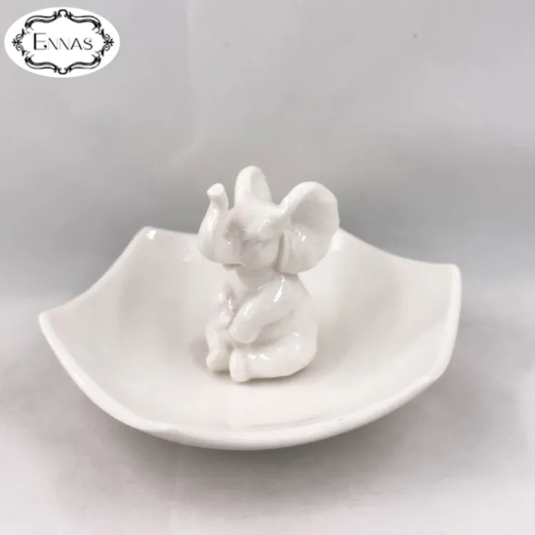 Crafts ceramic elephant statue / animal jewelry tray home decoration oem