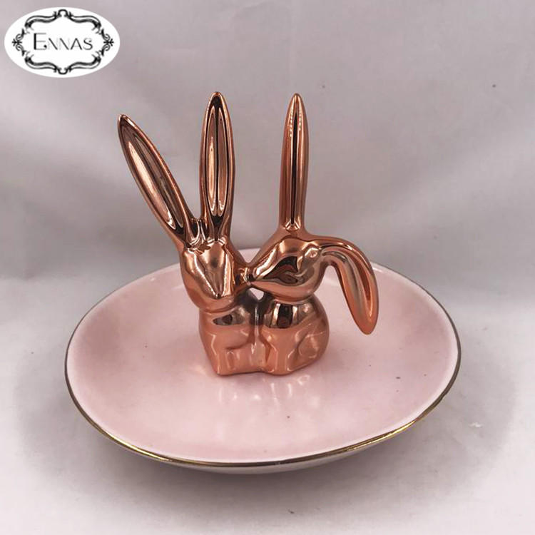 Wholesale custom creative gift plant popular ceramic jewelry tray