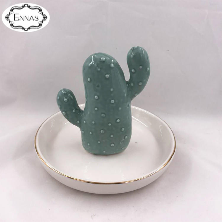 Home Decor Cactus Ceramic Jewelry Tray