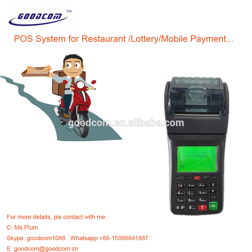 Handheld POS GSM SMS WIFI Printer for online orders. Can Download logo to screen/receipt