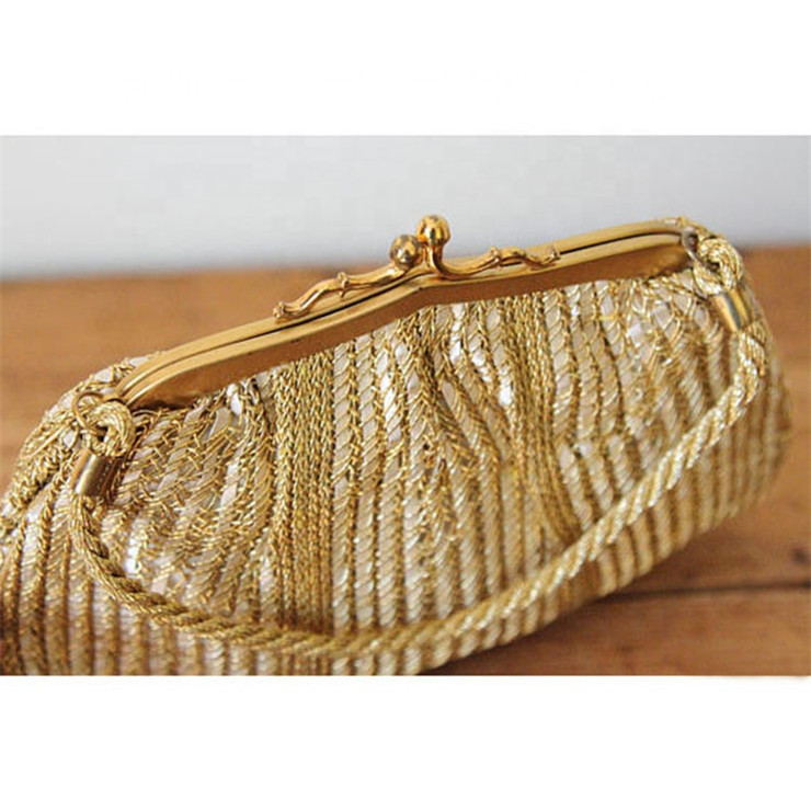 2019 New Arrivals Vintage Gold Woven Satin Evening Clutch Bag For Ladies