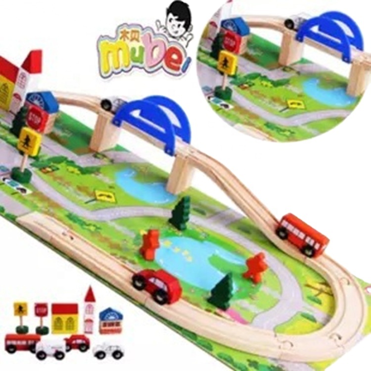 40pcs New style traffic scence combination toy innovative children toys wooden train track toy set