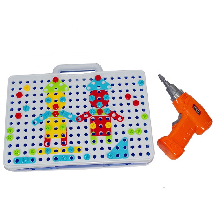 Children Screw With Manual Electric Drill Assembly Toolbox Set Screw Dismantling Kids Toys Creative Kids Electric Tool Set
