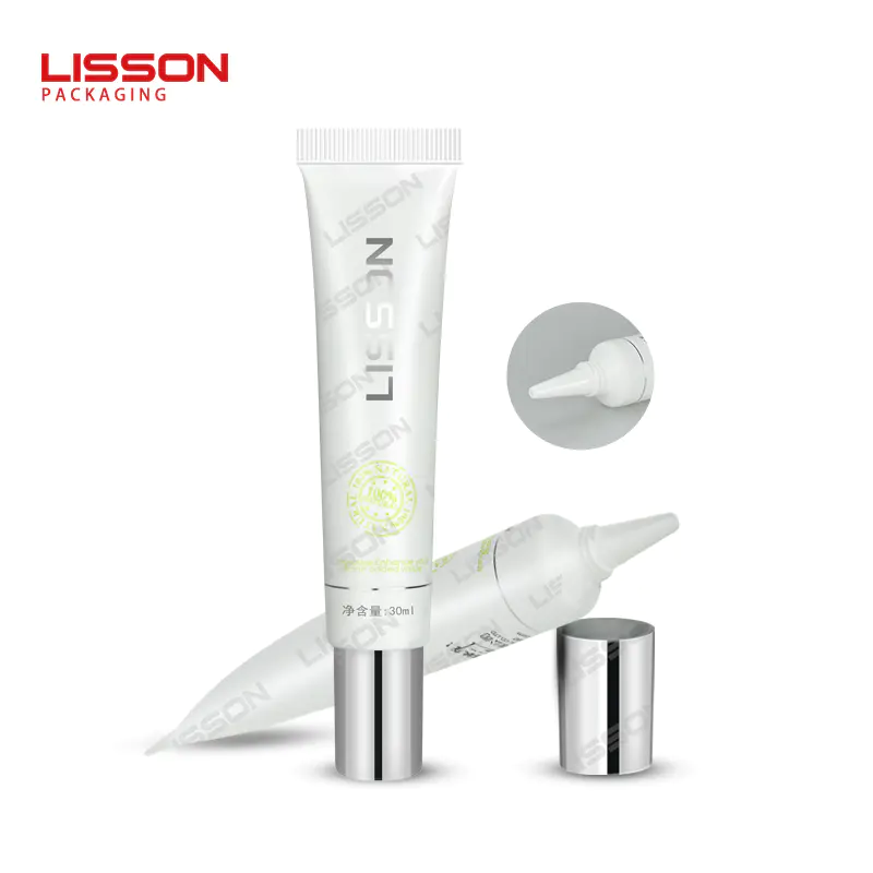OEM 30ml empty nozzle skincare gel lotion tube packaging with screw cap