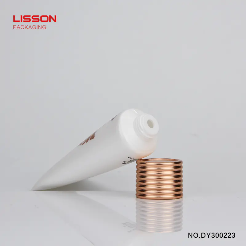 30ml 1.1oz plastic white color soft Tube with gold screw cap for rose essebtial oil cream