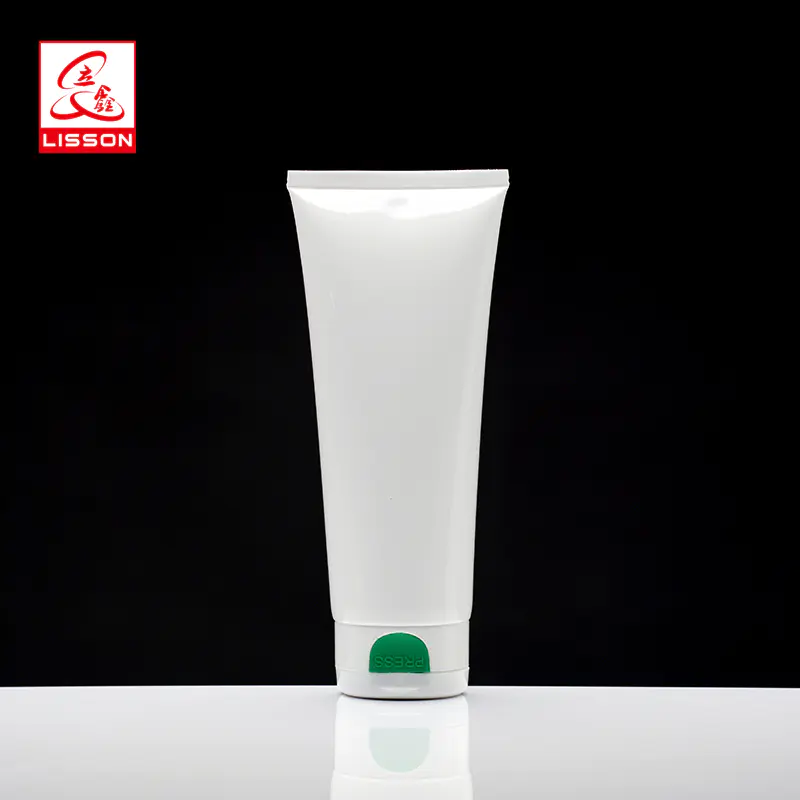 Eco-friendly Cosmetic Plastic Facial Cleanser Round Tube Packaging with Press On Flip Top Cap