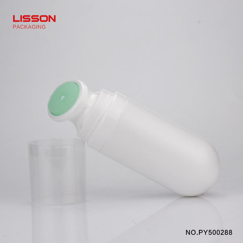 hot sale 120ml labeling silicone brush head facial wash lotion plastic foam bottle packaging