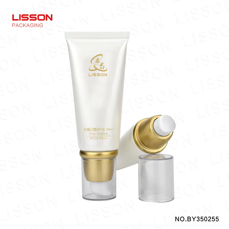 Gold Color PE cream tube head pump packaging 50ml cosmetic pump tube