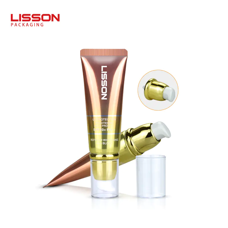 Skincare Airless Cosmetic Pump Container Cosmetic Plastic Tube Packaging With Airless Pump Head