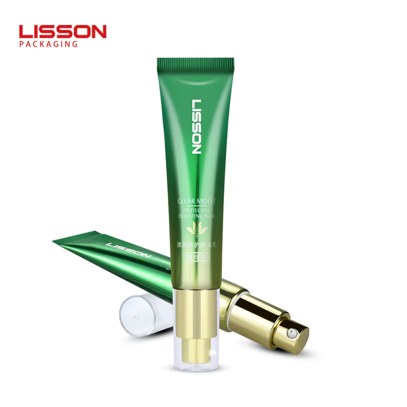Eco Friendly Cosmetic Pump Airless Tube Packaging With Hot Stamping Pump Cap