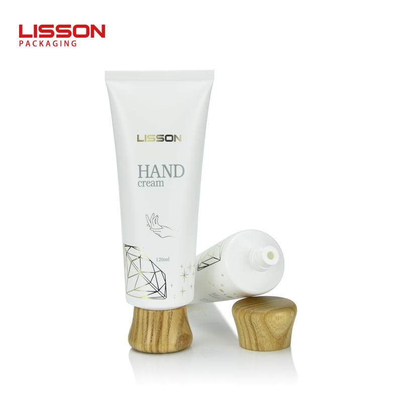 120ml wholesale cosmetic tubes packaging with wooden cover cap for lotion