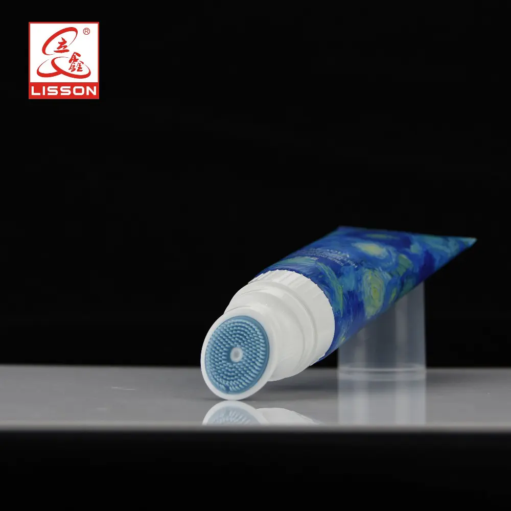 Van Gogh Starry Sky Rubber Brush For Facial Cleaner Cosmetic Packaging Tube Container With Rotary Switch