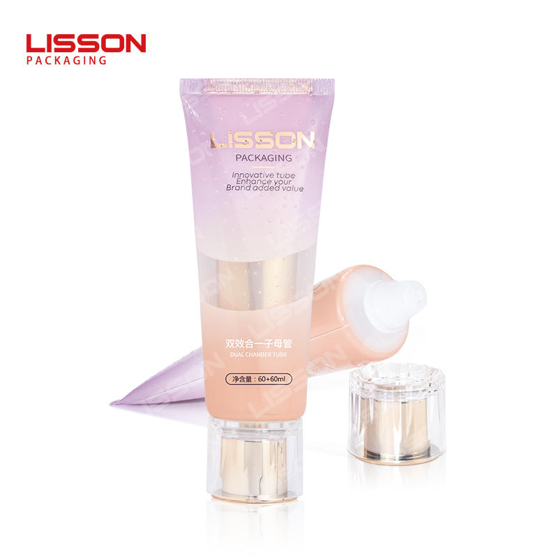 OEM empty 100ml and 100ml skincare face wash dual chamber tube packaging with flip top cap