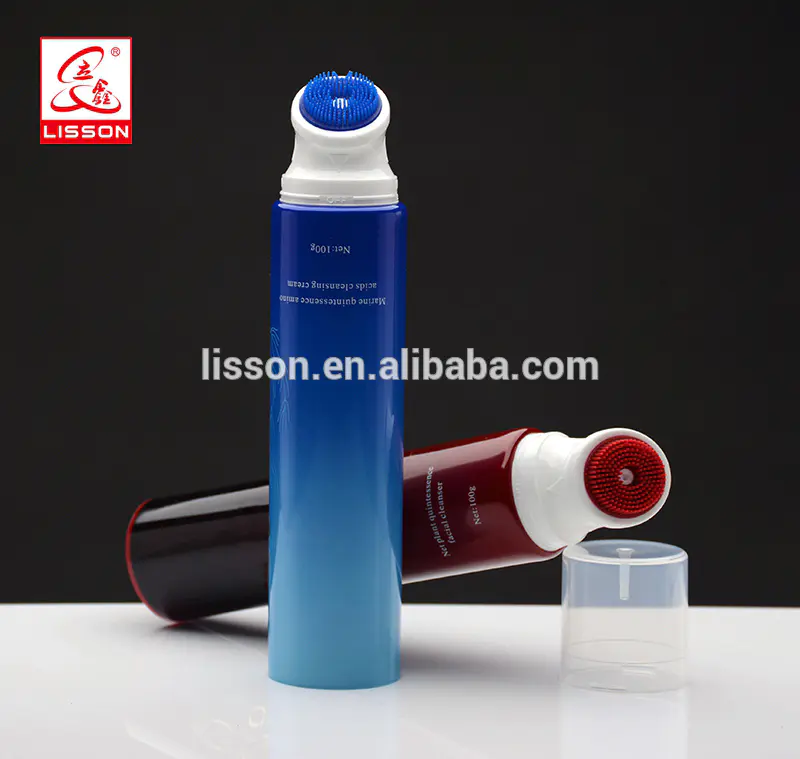 100ml Facial Cleaning Plastic Test Tube Container With Silicone Brush Applicator