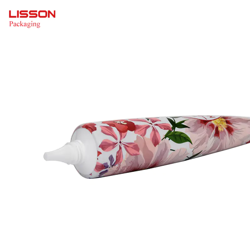 Luxury Flower design skincare hand creamPlastic Tube Packaging With Long Nozzle Head