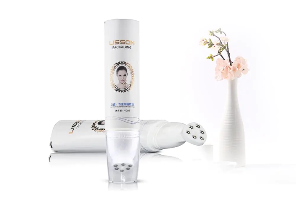 40ml recycled massage cream refillable tube packaging with six stainless steel rollers