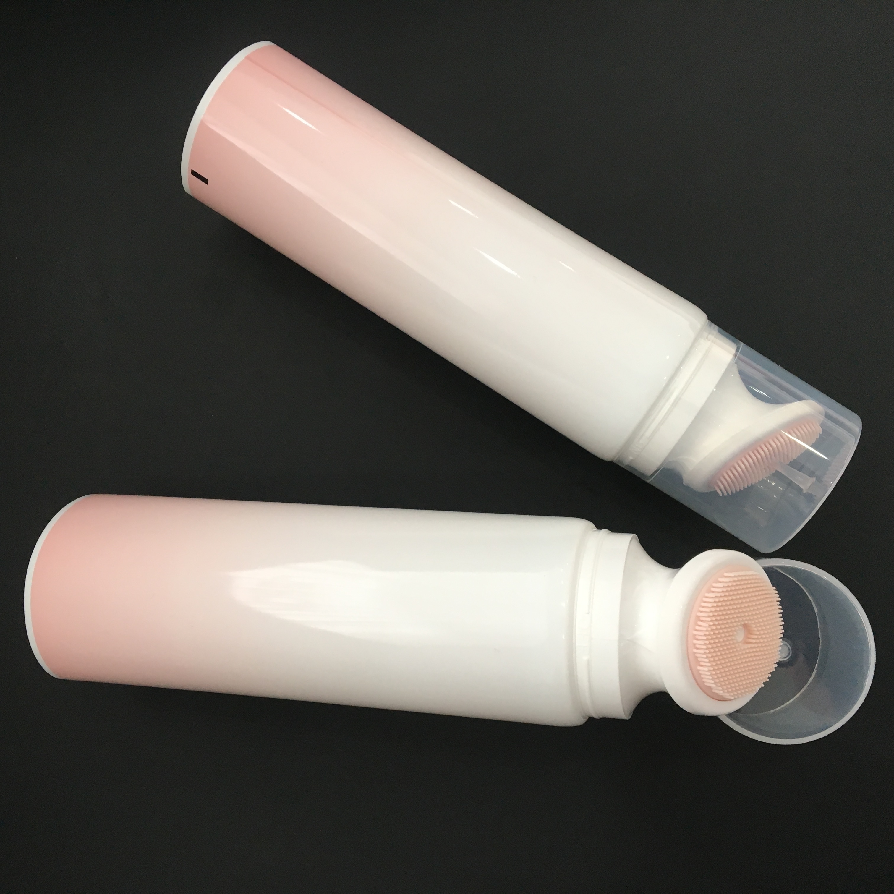 200ml packaging tubes for cream cleanser with silicone brush head plastic cosmetic