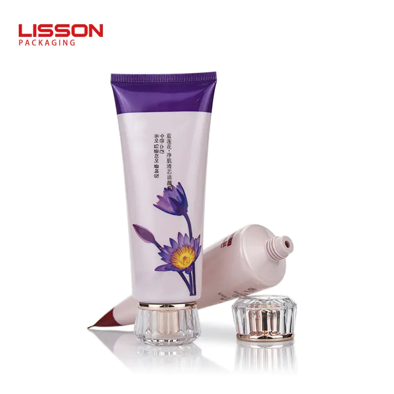 empty custom Cosmetic Whitening Cream face wash Plastic Tube Packaging With Flip Top Cap