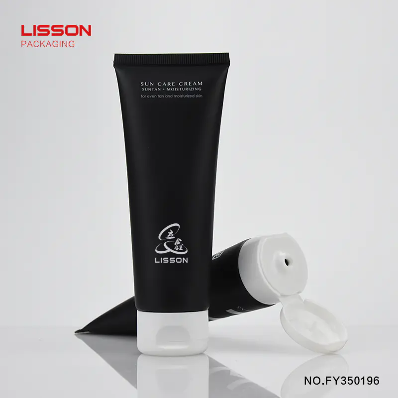 Empty 50ml 80ml 100ml White Black Sun Care Cream Cosmetic Plastic Soft Tube With Flip Top Cap