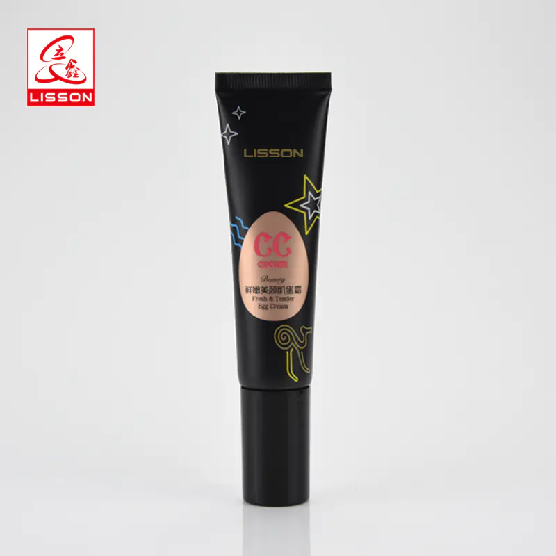 hot sell beauty make up BB Cream cosmetic packaging tube with black transparent cap for BB CC cream