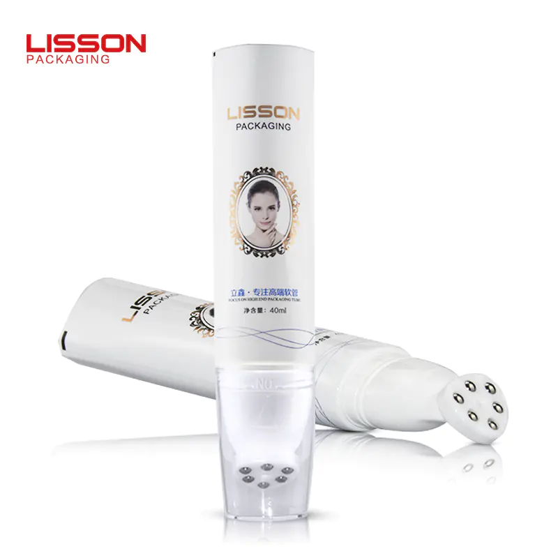 40ml recycled massage cream refillable tube packaging with six stainless steel rollers