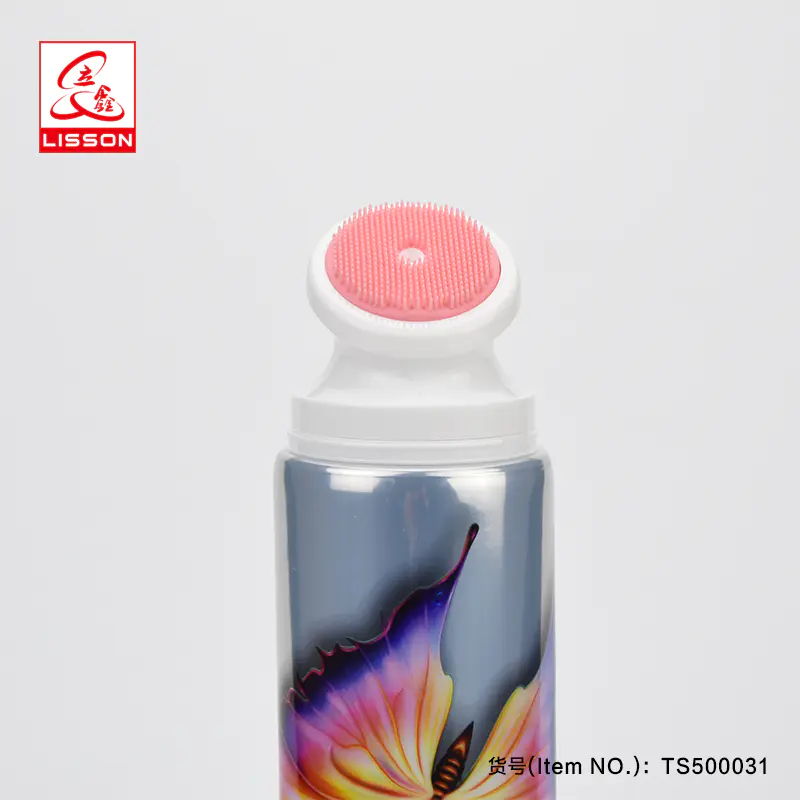 high gloss plastic laminated squeeze tube for cosmetic with silicone applicator