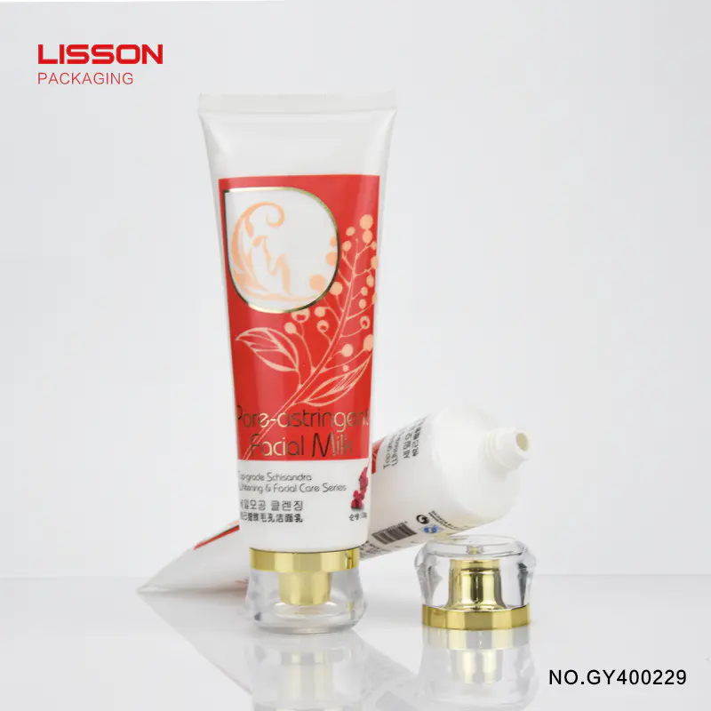 100ml custom Cosmetic skincareFace Wash Tube Packaging With Luxury Acrylic Cap
